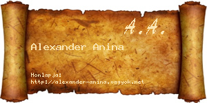 Alexander Anina névjegykártya
